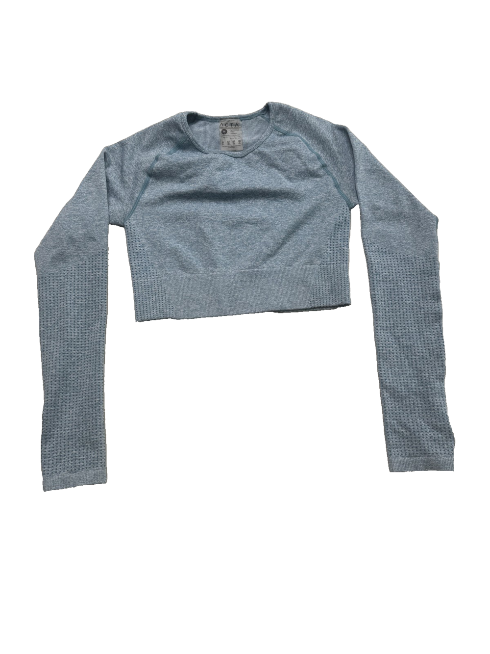 ACTA Pullover Womens Medium Blue Long Sleeve Cropped Activewear Thumb Holes Yoga